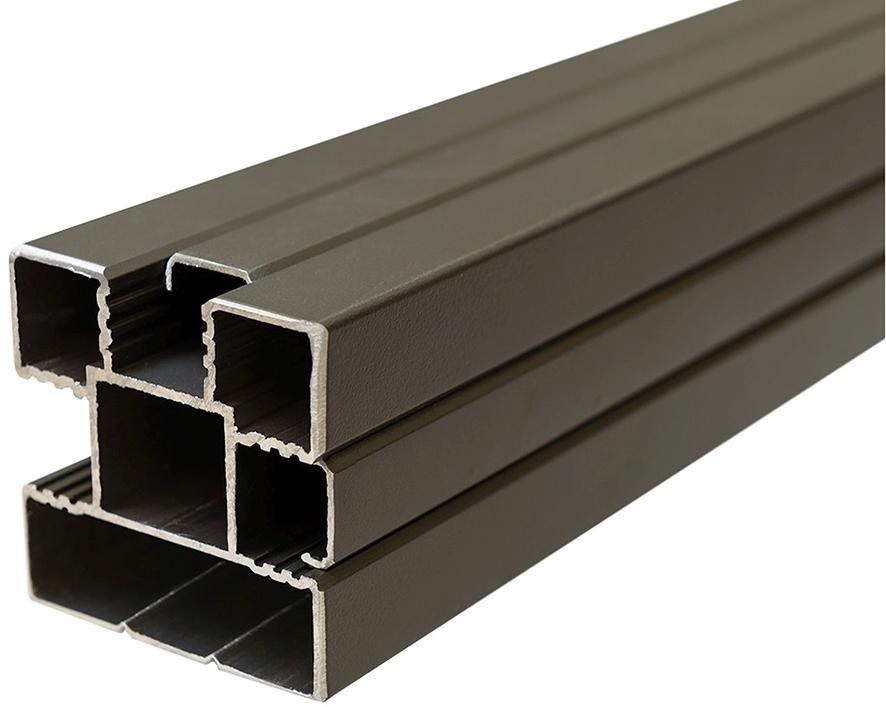 Alu-Steckzaunpfosten ANTHRAZIT, 68x68x1800mm inkl. Abstandhalter, Schienen + Kappen
