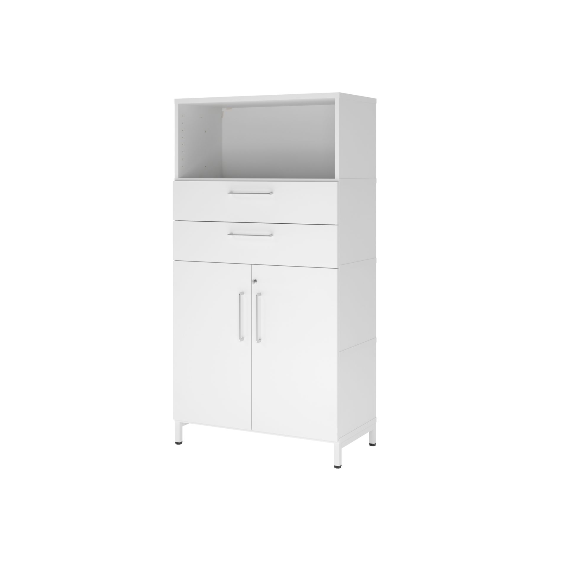 Kombischrank FlexWall B800xT400xH1532 mm 2 OH 2Türen 2SL m.Sockel weiß/weiß
