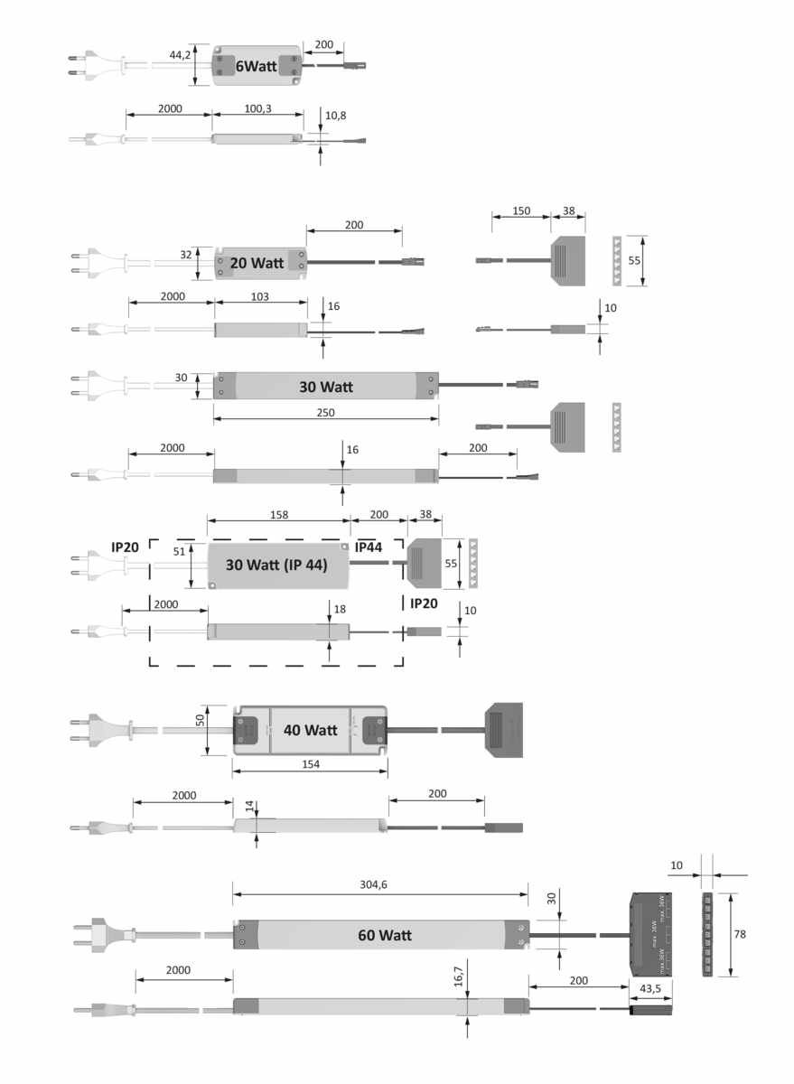 LED EVG 12VDC 0-30W IP44 200-240V
