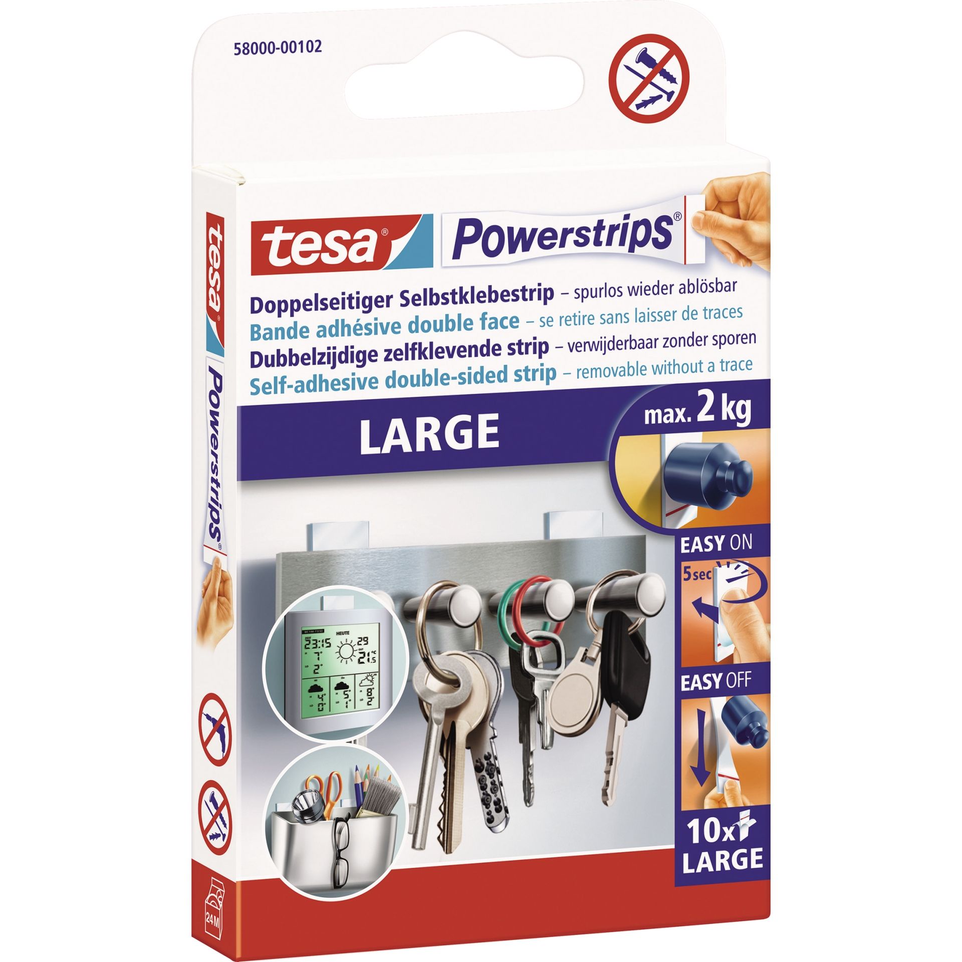 Klebestücke Powerstrips Large  81x15mm ws 10St