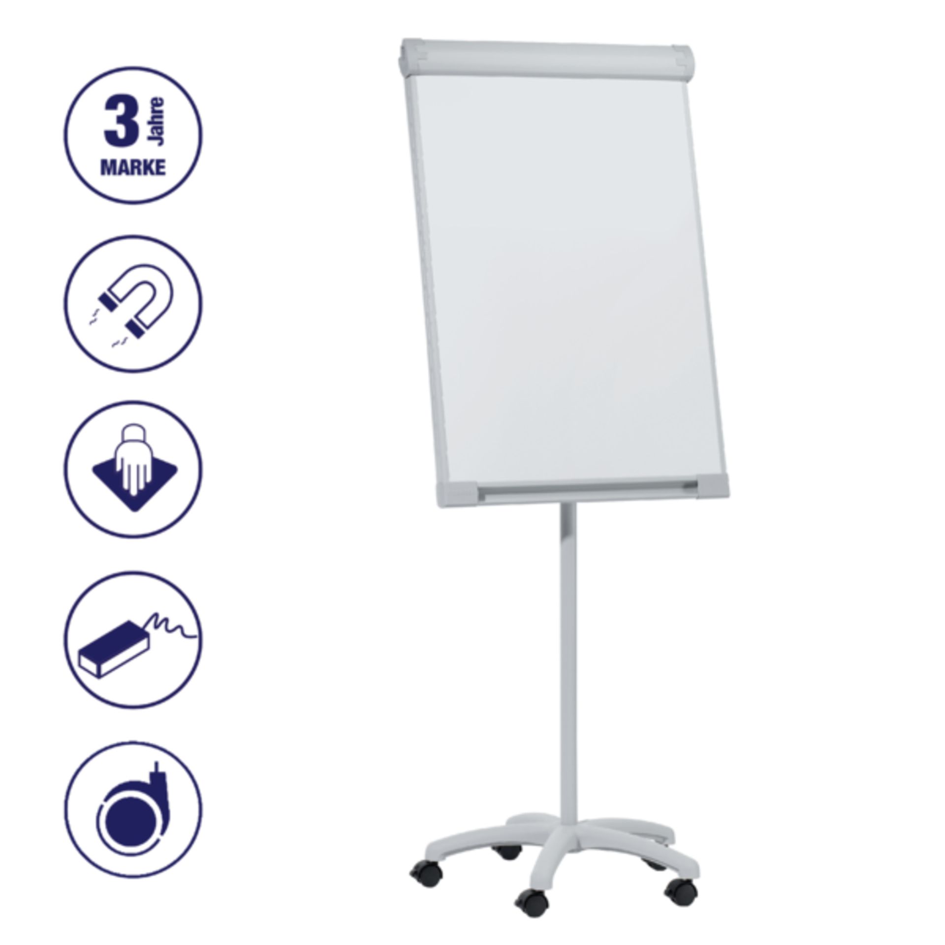 Flipchart Mobil 67x95cm Sternfuß hellgrau