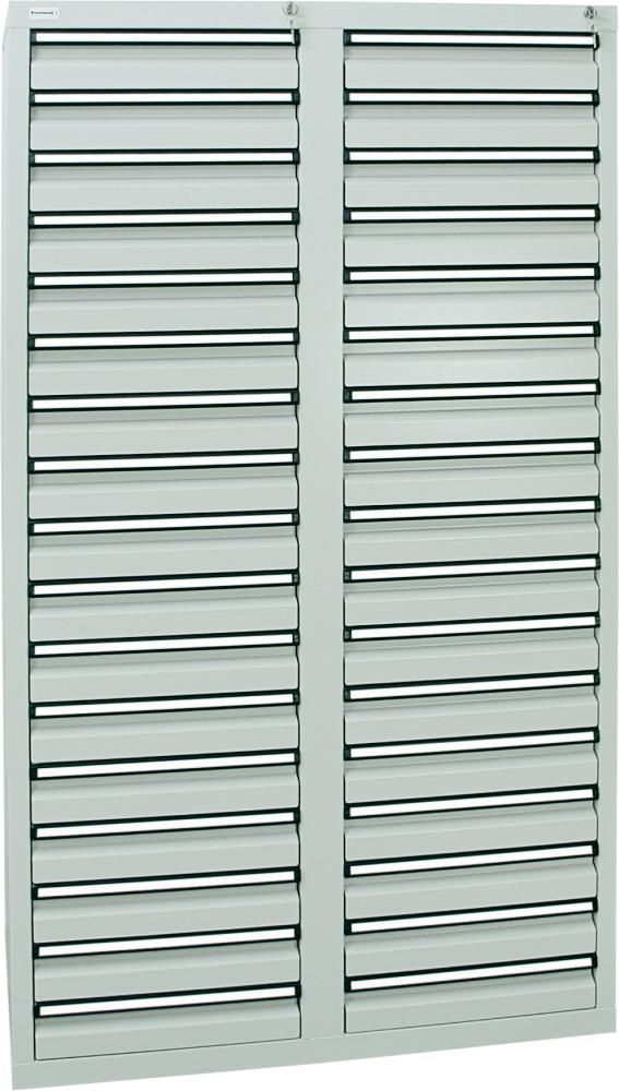 Format Schubladenschrank B1800xT1000xH500mm RAL 7035/7035 34 Schubladen 35kg