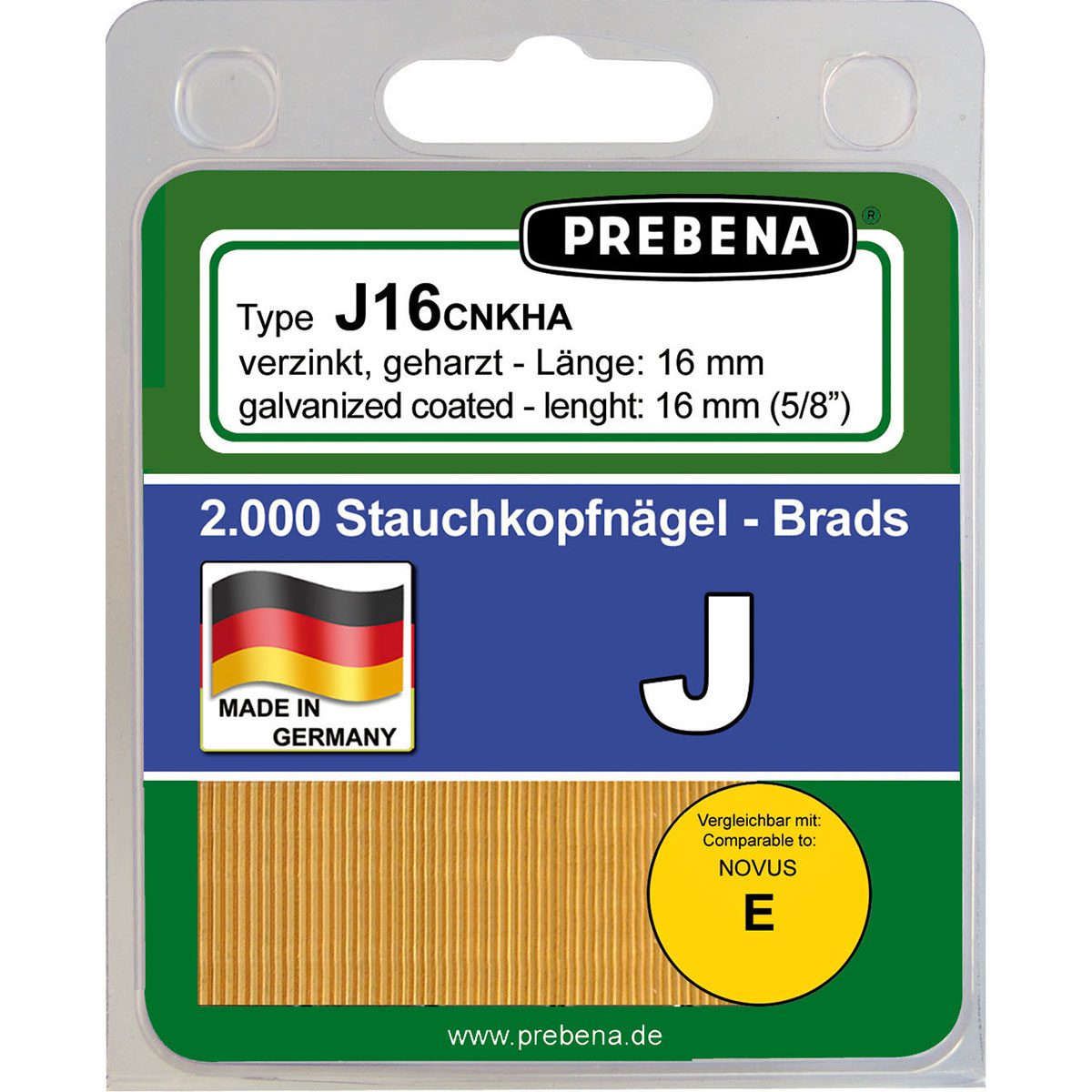 J14CNKHA-B Stauchkopfnägel (Brads) im Blister verzinkt geharzt