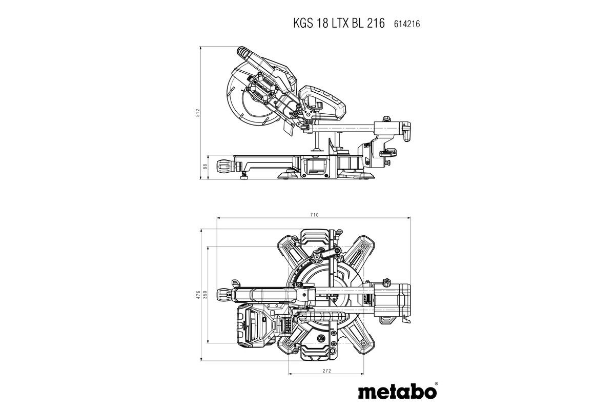 Akku-Kappsäge KGS 18 LTX BL 216 Metabo 1x18,0 V 4,0 Ah Ladegerät ASC 55 Karton
