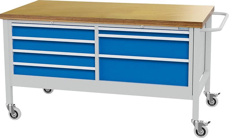 Mobile Werkbank buche MP 7 Schubladen 7035/5012 Traglast 400kg B1500xT750xH860mm