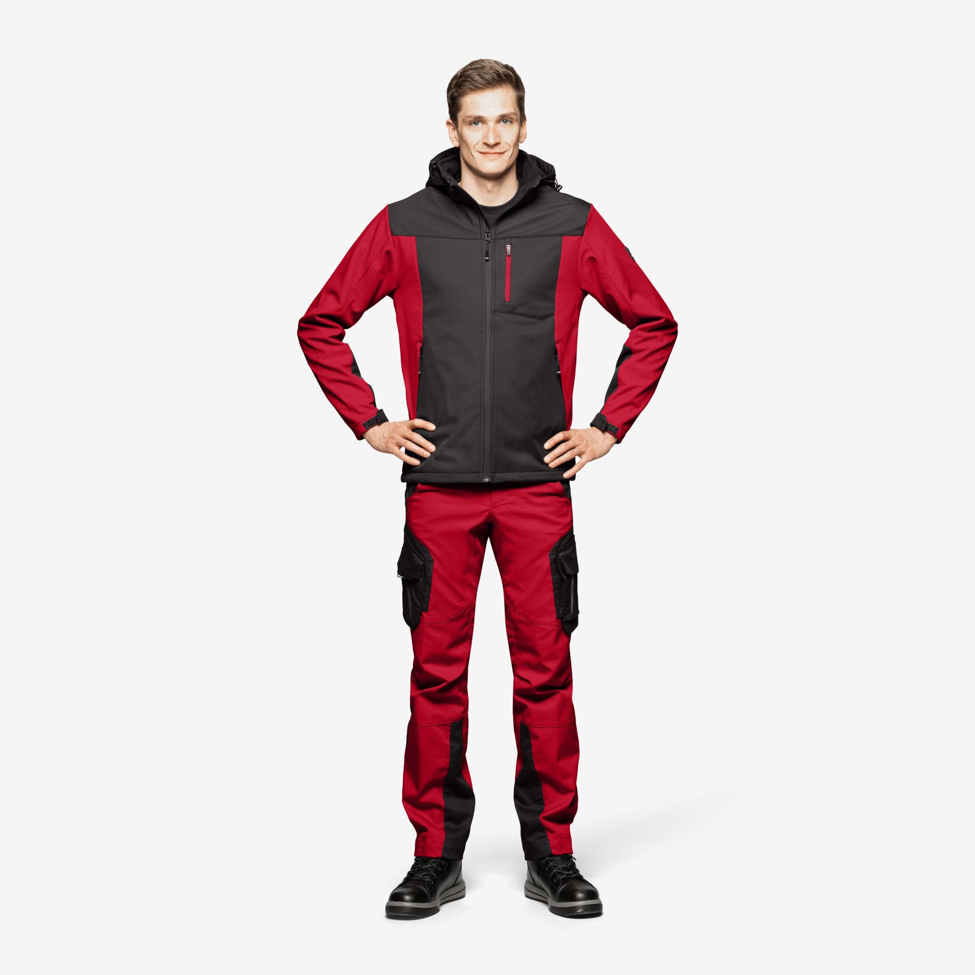 FHB Softshelljacke JANNIK rot-schwarz - Gr. XS