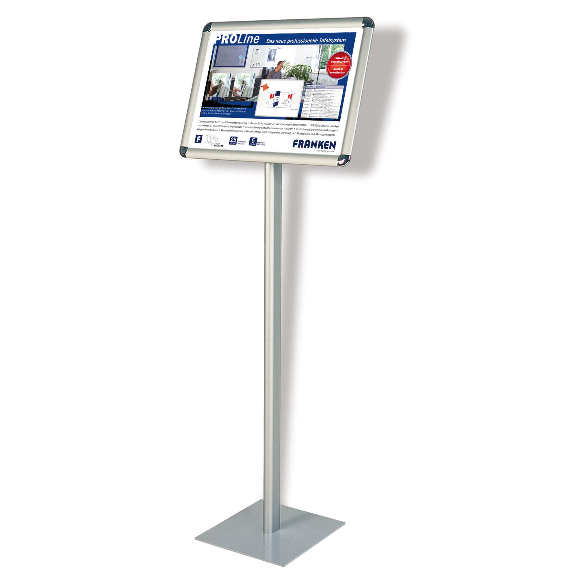Infodisplay DIN A3 120cm Standfuß transparent/silber