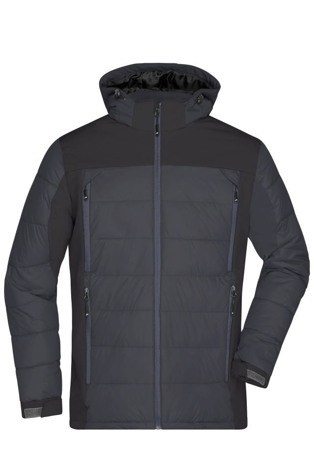 Men's Outdoor Hybrid Jacket Thermojacke in attraktivem Materialmix schwarz, Gr. M