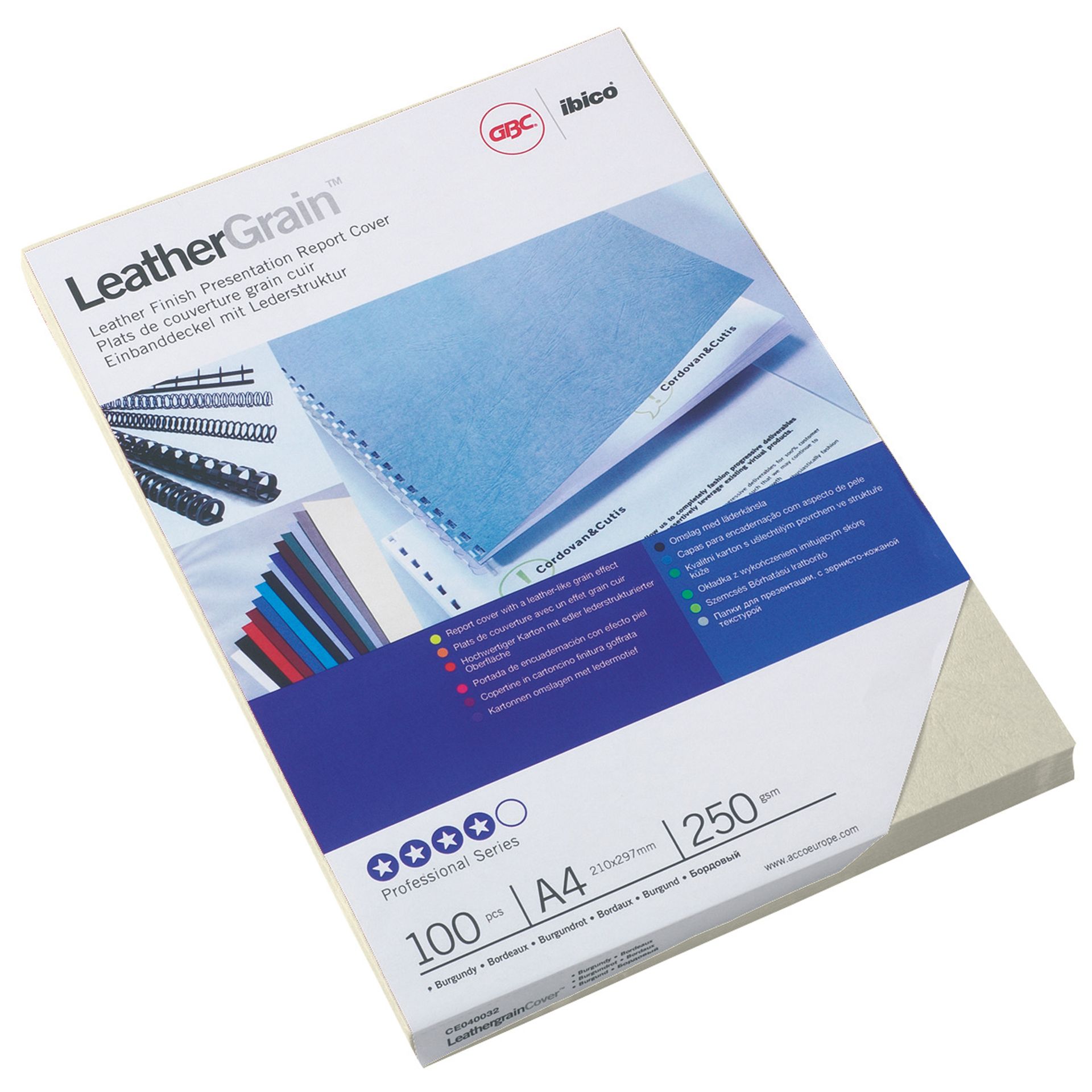 Einbanddeckel LeatherGrain DIN A4 weiß 100 St./Pack.
