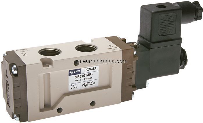 5/2-Wege Magnetventil, G 3/8", Federrückstellung, 24 V=