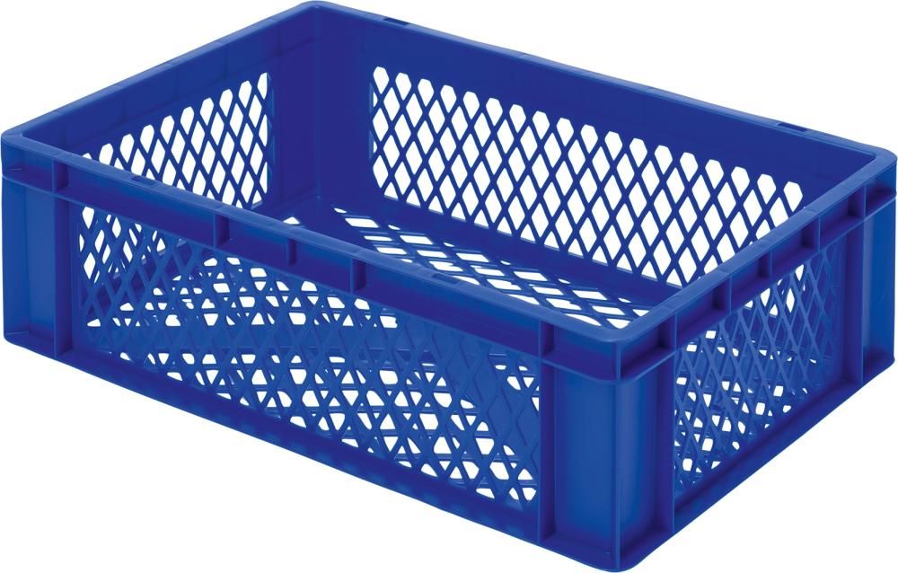 Transport-Stapelkasten B600xT400xH175 mm blau, kpl. durchbrochen ohne Griffloch LA-KA-PE