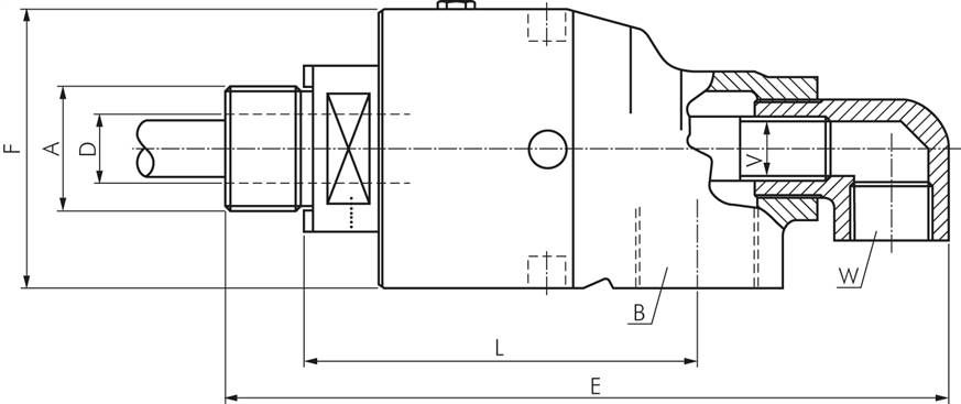 Drehdurchführ. G 3/8"-G 1/4", Welle-Rohr G 3/8"-9mm