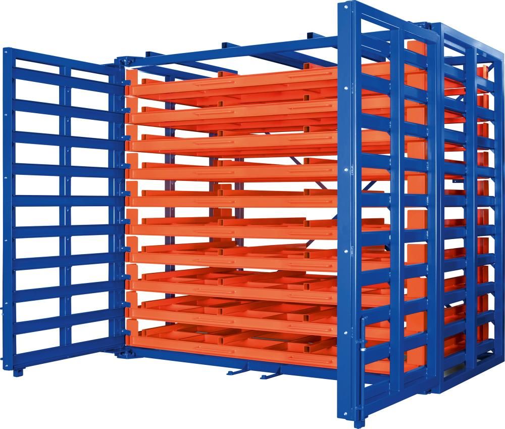 Schubfachregal f Bleche Vorbau klappbar Fachlast 2000kg,Boden gl B2370xT1150xH2310mm