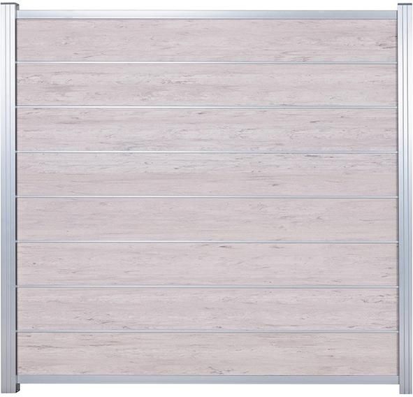 GOTLAND kartonverpackt SET Zaunfeld 180x175cm SAND / SILBER WPC-Steckzaunsystem