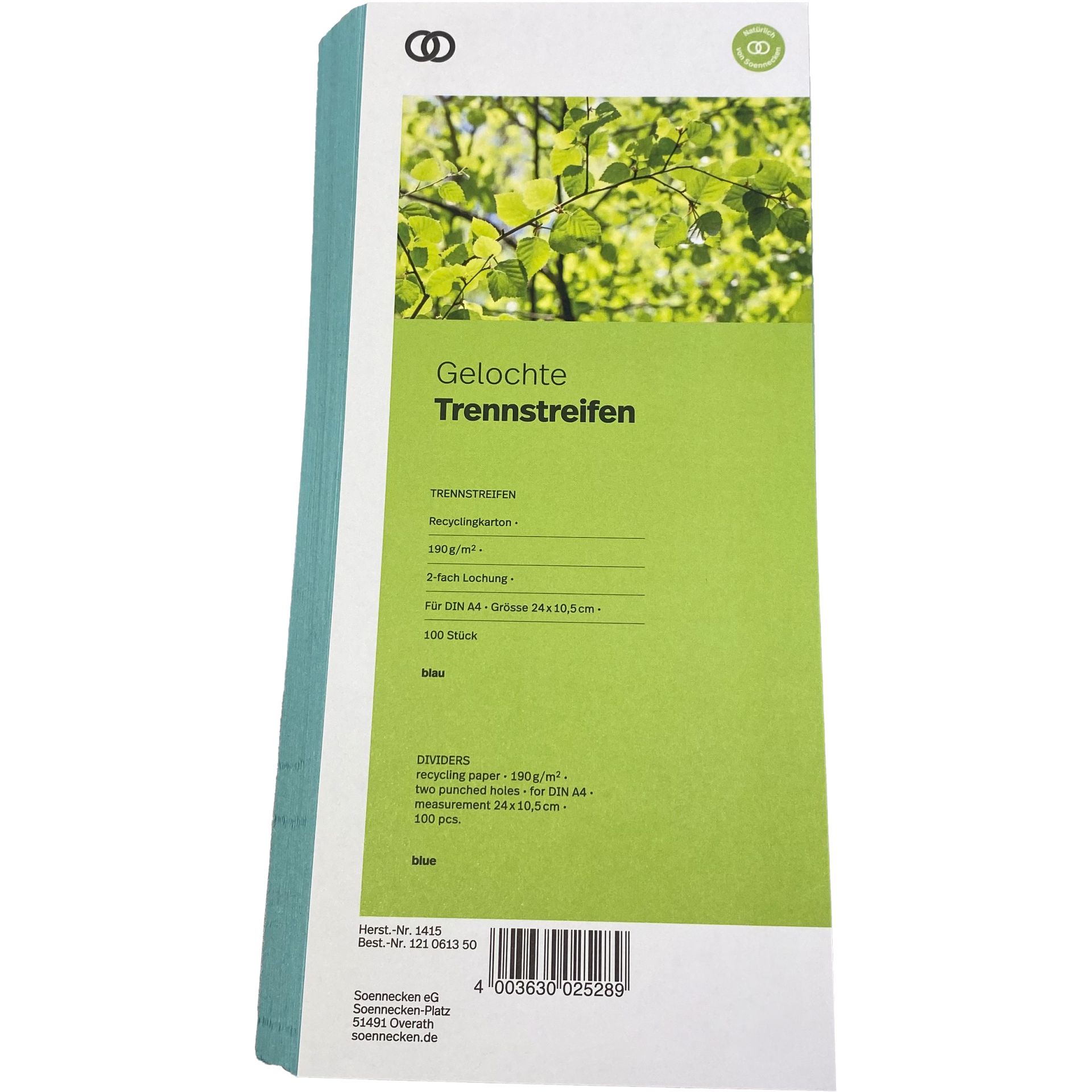 Trennstreifen oeco 10,5x24cm blau 100St.