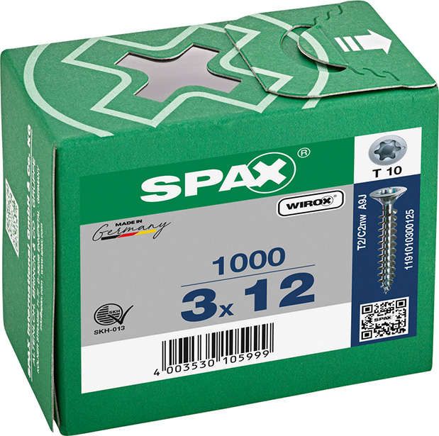 Spax Schrauben Fl/Vz Torx 3,0X12 VG VE1000