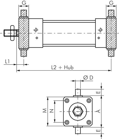 ISO 15552-Flanschschwenkbefestigung 32 mm, Stahl verzinkt