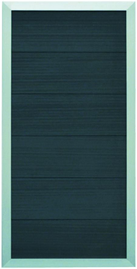 MALÖ-Serie anthrazit 90 x 180 cm, WPC-Zaun ALU-Rahmen silber