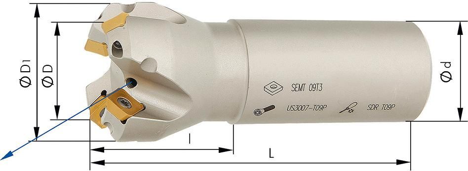 Schaftfräser zylindrisch D20mm Z2 für SEMT09T3. FORMAT