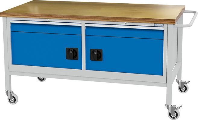 Mobile Werkbank buche MP 2 Schubladen 2 Flügeltür Traglast 400kg B1500xT750xH860mm