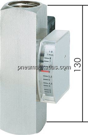 Durchflussmesser/-wächter, 0,1 bis 0,8 l/min, Messing vernickelt