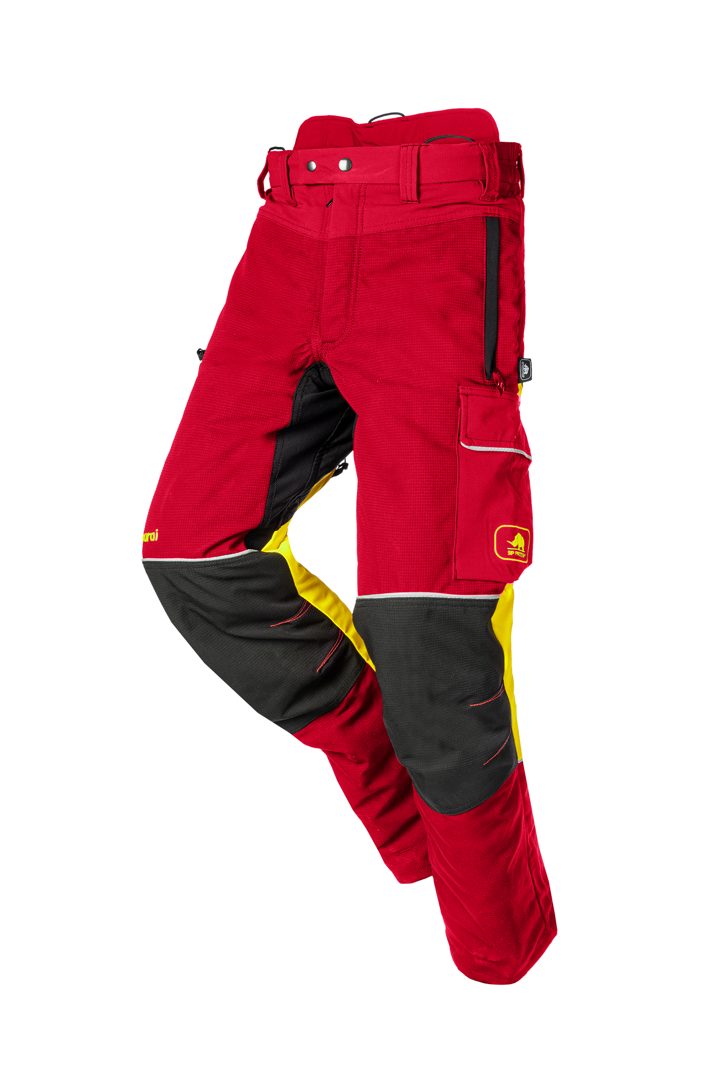 SIP Schnittschutzhose Samourai rot/leuchtgelb/schwarz 1SRL Gr. S kurz