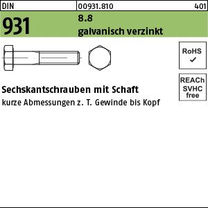 Sechskantschrauben 8.8 galvanisch verzinkt