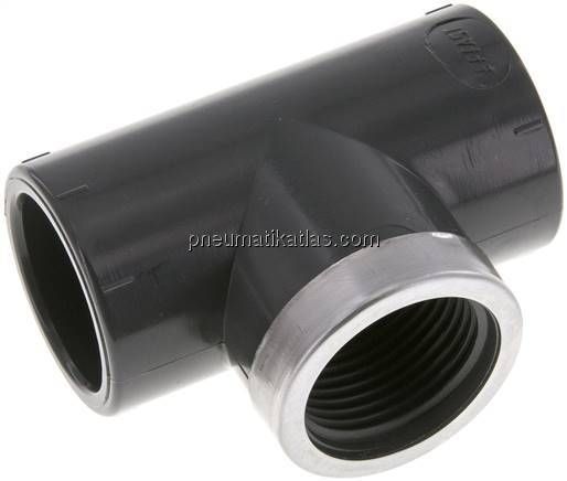 Klebe-Gewinde-T-Stück, PVC-U, 32mmxRp 1" IGx32mm