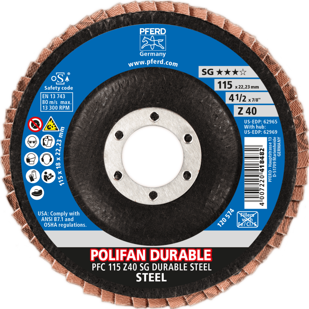 PFERD POLIFAN-Fächerscheiben PFC 115 Z40 SG DURABLE STEEL