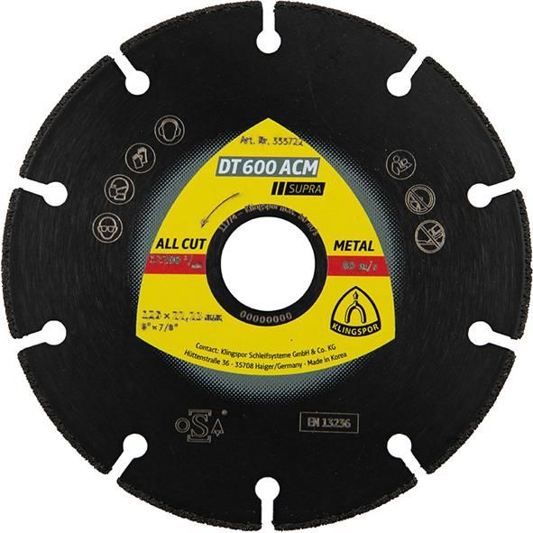 Diamanttrennscheibe DT 600 ACM Supra 115x1,3X22,23mm KLINGSPOR