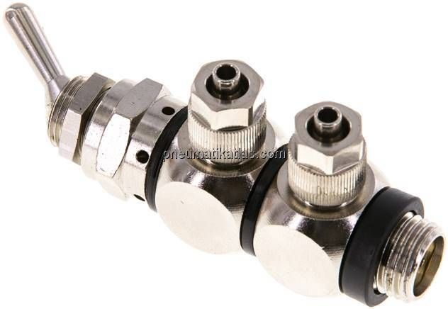 4/2-Wege Kipphebelventil 6 x 4 mm (außen x innen) / G 1/4" (AG)