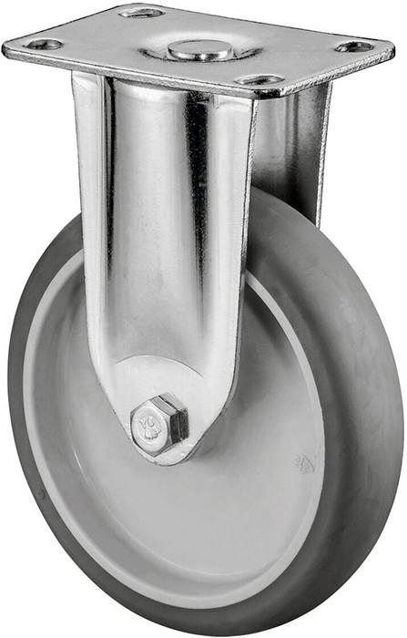 Bockrolle 100 mm, C110 Platte,Gummirad,GL C110.A80.100