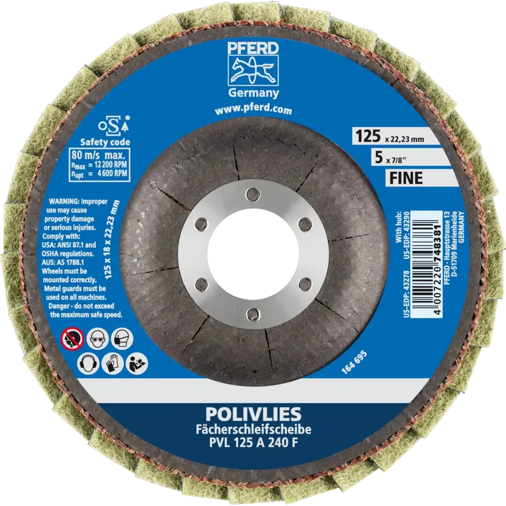 PFERD POLIVLIES-Fächerscheibe PVL Korund Ø 125mm