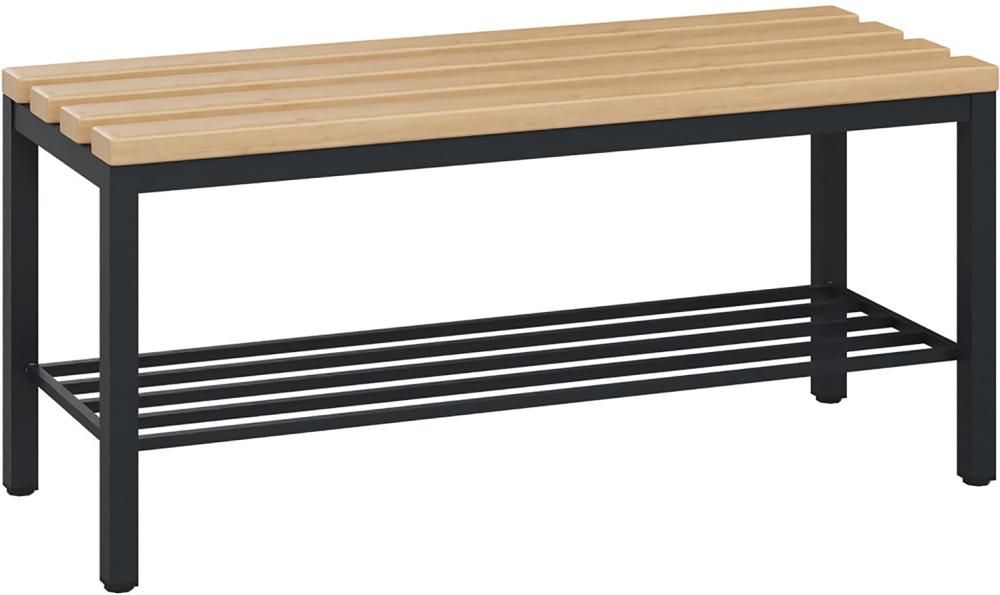 C+P Sitzbank Solid mit Schuhrost Hartholz B1000xT358xH450mm RAL7021