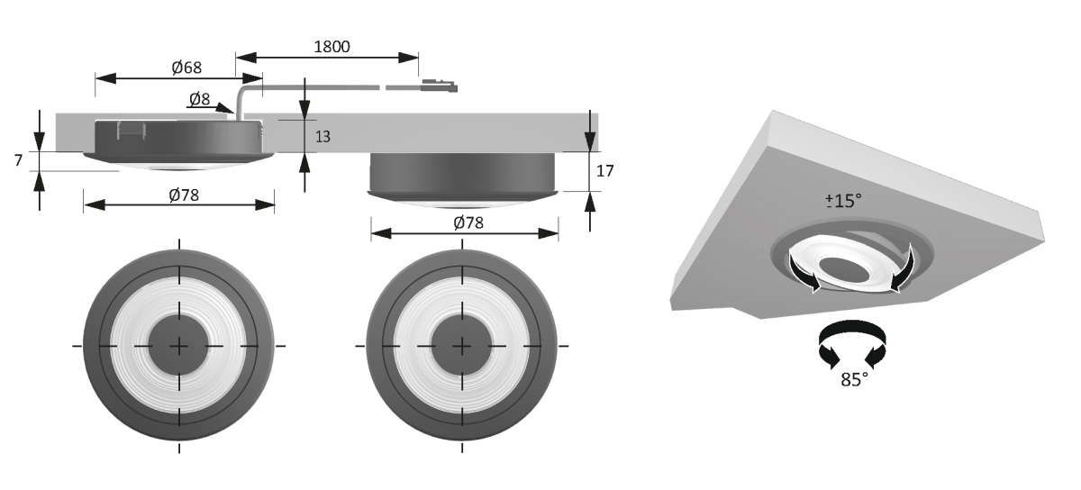 LED Swing, Alu Optik, nw