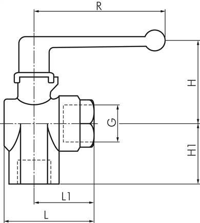 Messing-Winkelkugelhahn, G 1/8", PN 20
