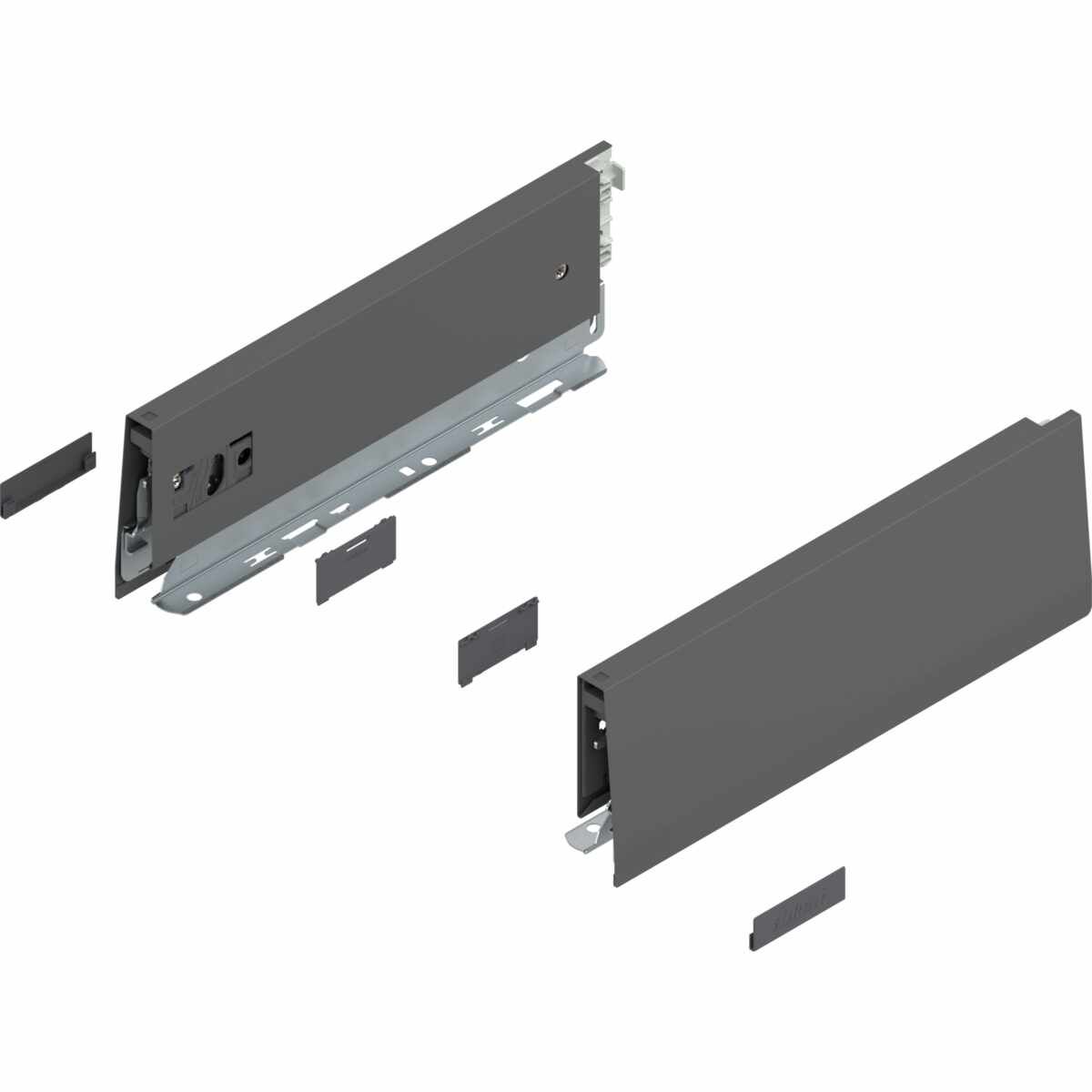 MERIVOBOX Zarge, Höhe M (91 mm), NL=270 mm, links/rechts, oriongrau matt