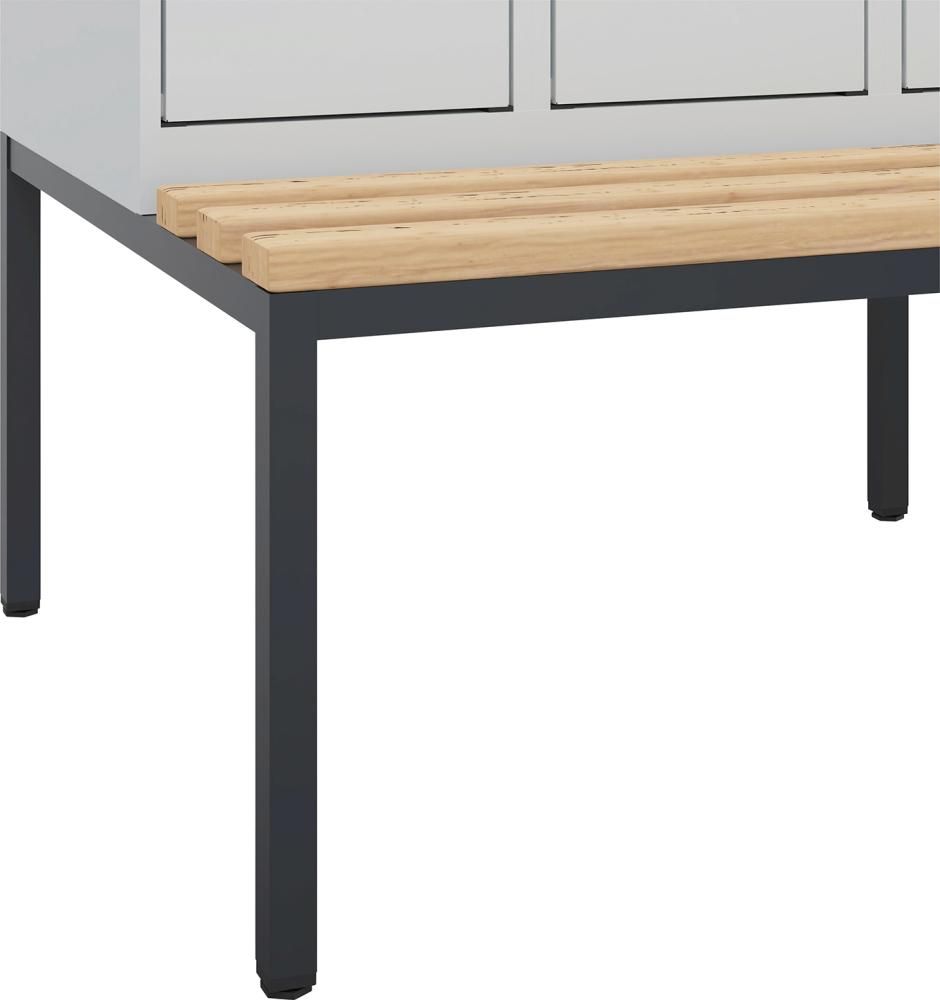Doppelst. Schrank EVOLO mit untergeb. Sitzbank RAL7035/7035, 1x2Abteile B300xT500xH2120mm