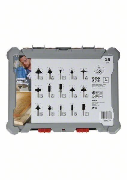 Bosch 15-teiliges Fräser-Set, für Handfräsen