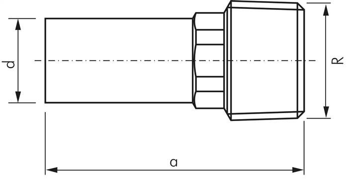 Pressfitting, Übergangsnippel 15mm außen / R 3/8" AG