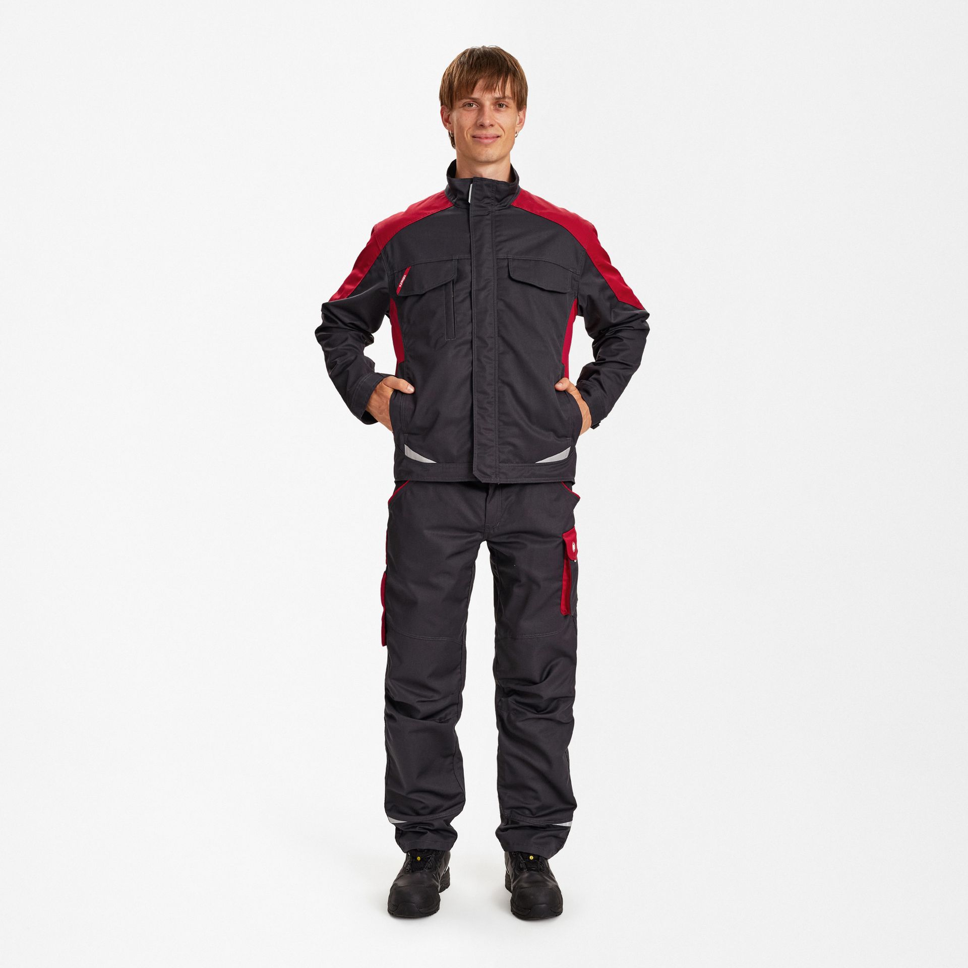 Galaxy Light Arbeitsjacke Anthrazit Grau/Tomato Red, Gr. 3XL