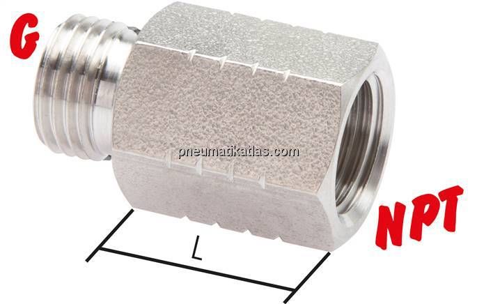 Reduziernippel G 1/4"(AG)-NPT 1/4"(IG), 1.4571