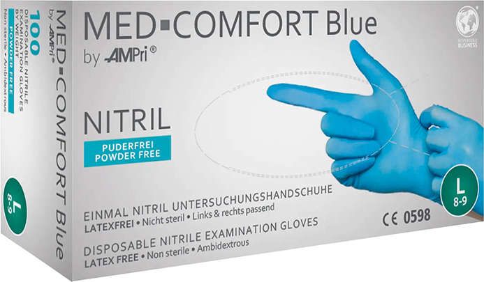 Einweghandschuhe Nitril, MED COMFORT BLUE, puderfrei, Gr.XL