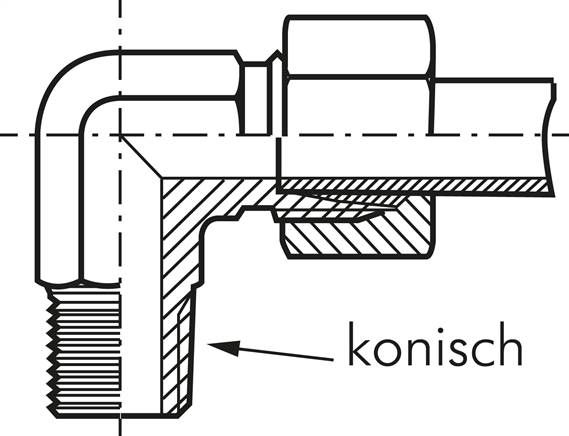 Winkel-Schneidringverschraub. M 8x1 (konisch)-4 LL (M8x1), Stahl verzinkt