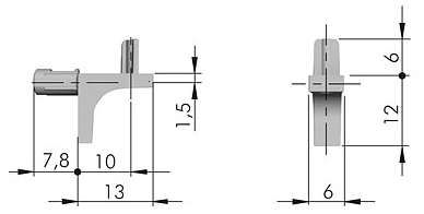 TOPFORM Bodenträger K-LINE - 2 Zapfen - Ø 5 mm