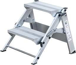 Alu-Klapptreppe 2 Stufen ohne Bügel Höhe o. Stufe 0,42 m Arbeitshöhe bis 2,40 m