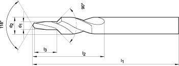 Kurzstufenbohrer HSS Durchgangsloch 90Grad M3 FORMAT