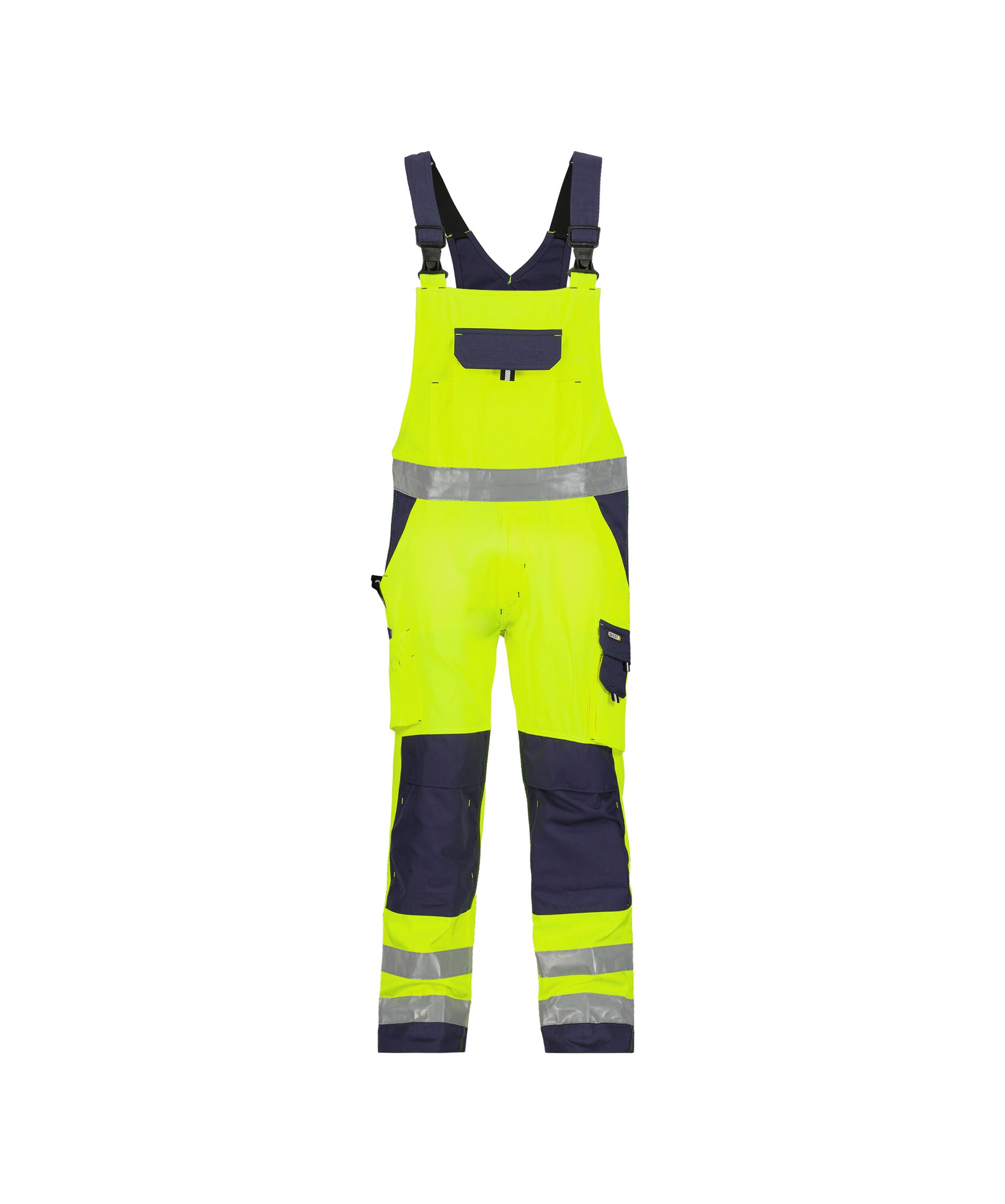 DASSY® Toulouse - Warnschutz Latzhose mit Kniepolstertaschen - neongelb/dunkelblau, Gr. 42