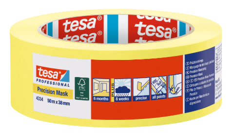 Tesa Präzisionskrepp 4334, 50mx50mm, gelb