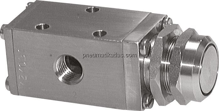 3/2-Wege (NC/NO)-Drucktastenventil G 1/4", Federrückstellung
